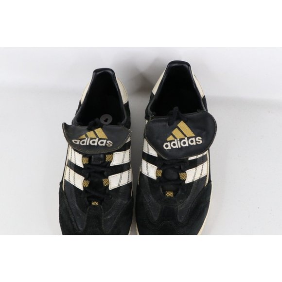 Vintage 90s Adidas Mens 8 Distressed Leather Indoor Soccer Shoes Sneakers Black main image 7